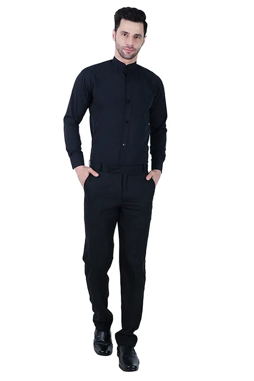 Shirt Black Chinese Collar
