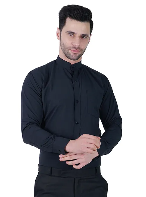 Shirt Black Chinese Collar