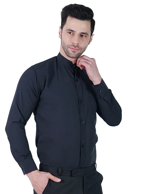 Shirt Black Chinese Collar