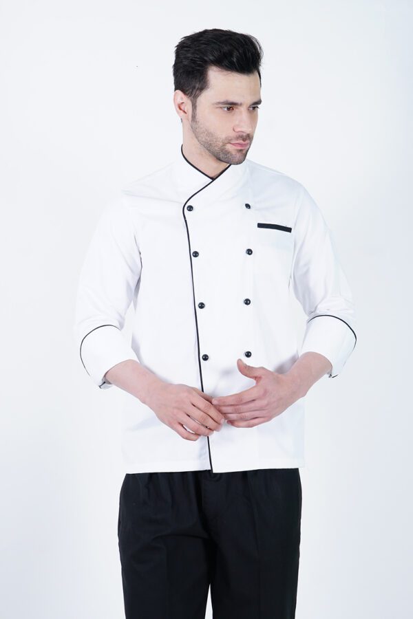 Chef Coat Premium White Black Trim