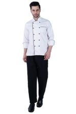 Chef Coat Deluxe White Black Trim