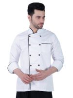 Chef Coat Deluxe White Black Trim