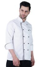 Chef Coat Deluxe White Black Trim