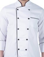 Chef Coat Deluxe White Black Trim
