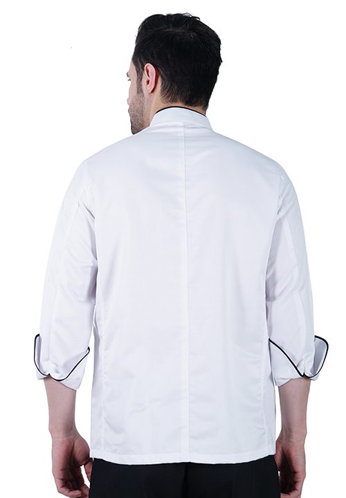 Chef Coat Deluxe White Black Trim