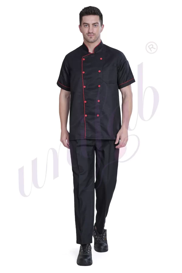 Chef Coat Black Deluxe Short Sleeve