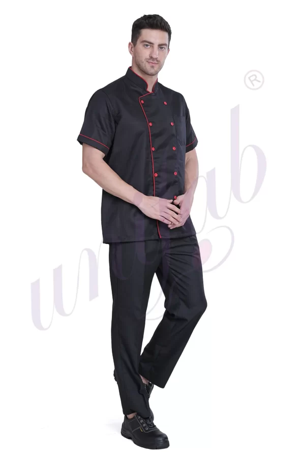 Chef Coat Black Deluxe Short Sleeve