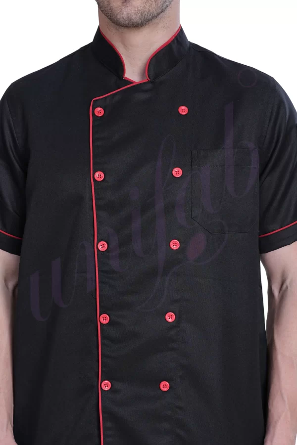 Chef Coat Black Deluxe Short Sleeve