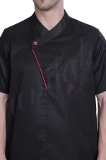Chef Coat Black Deluxe Short Sleeve - Slipon