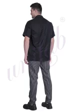 Chef Coat Black Deluxe Short Sleeve - Slipon