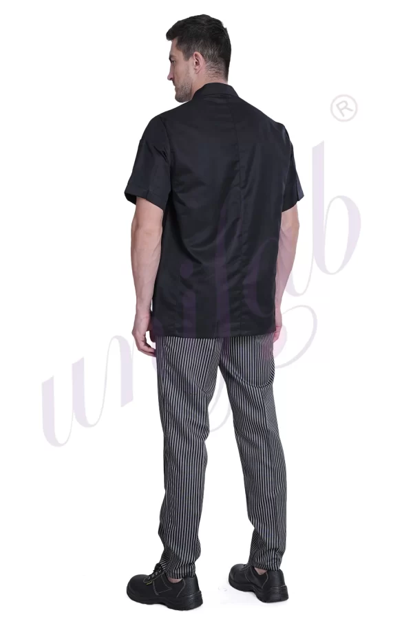 Chef Coat Black Deluxe Short Sleeve - Slipon
