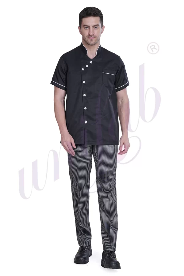 Chef Coat Black Deluxe Short Sleeve