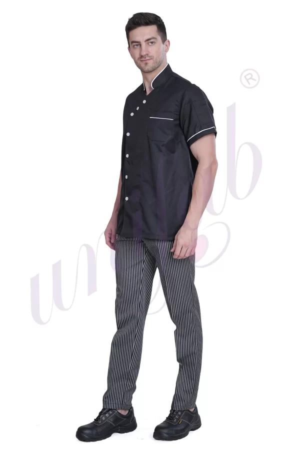 Chef Coat Black Deluxe Short Sleeve