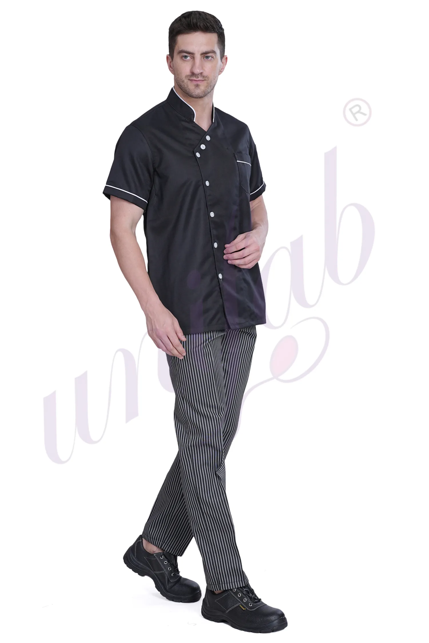 Chef Coat Black Deluxe Short Sleeve