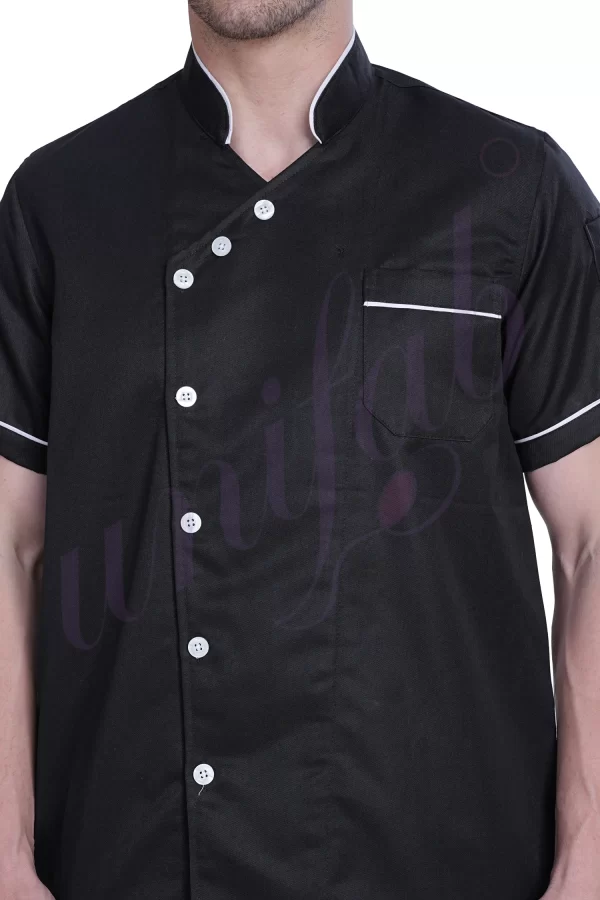 Chef Coat Black Deluxe Short Sleeve