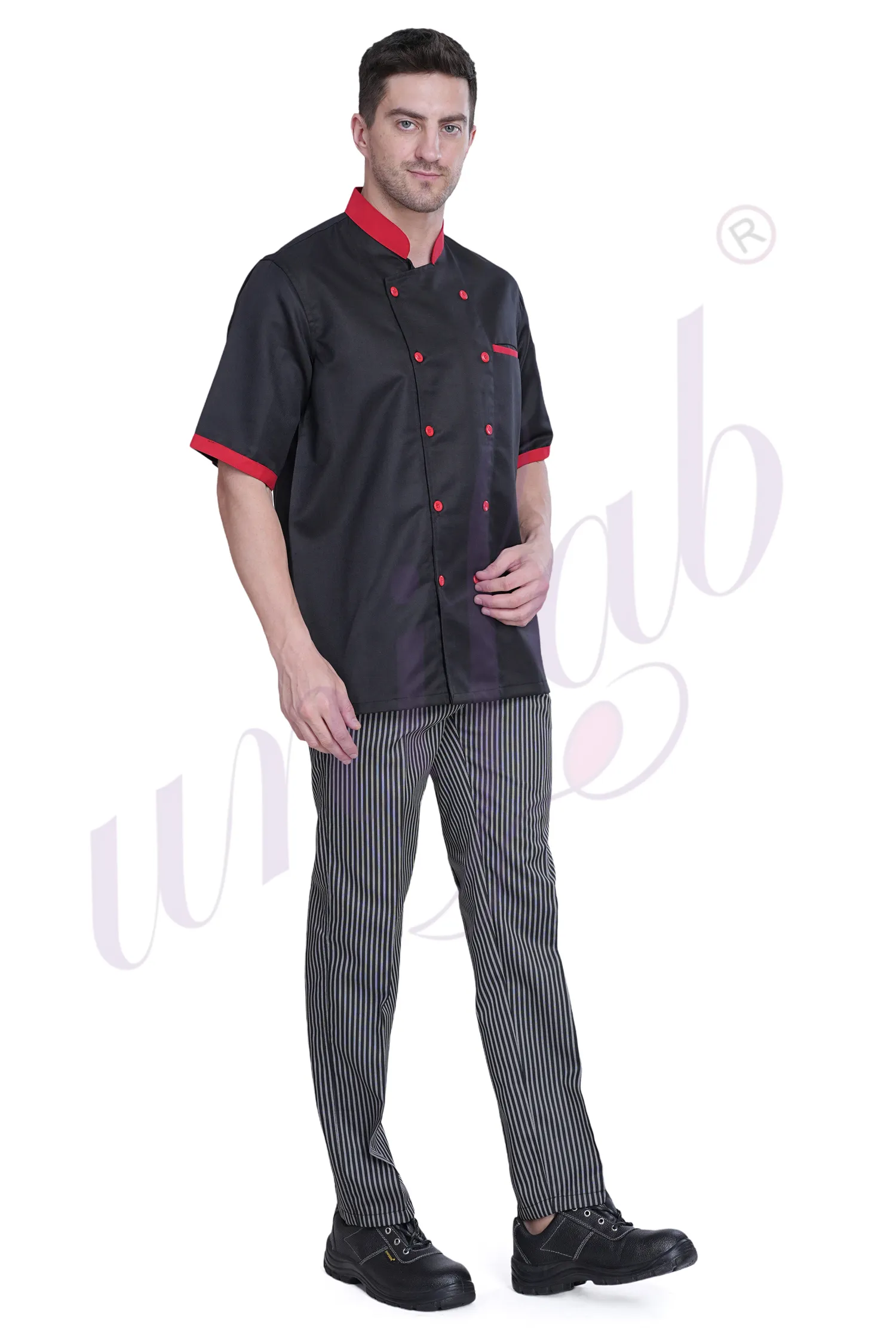 Chef Coat Black Deluxe Short Sleeve