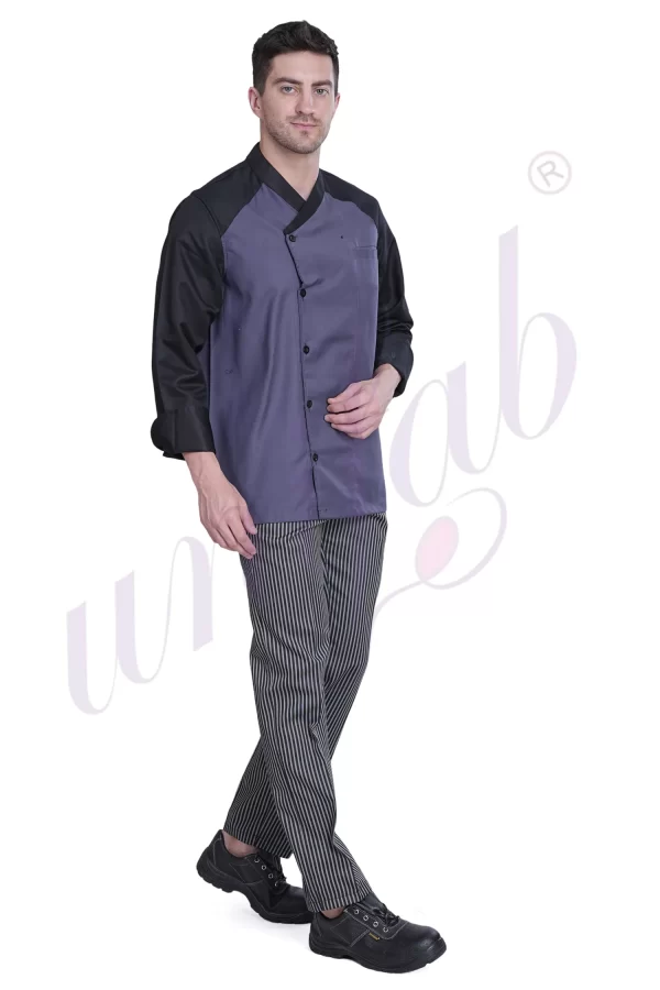 Chef Coat Deluxe Grey - Black Trim