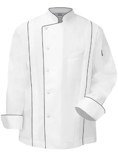 Chef Coat Premium White - Black Chest Trim