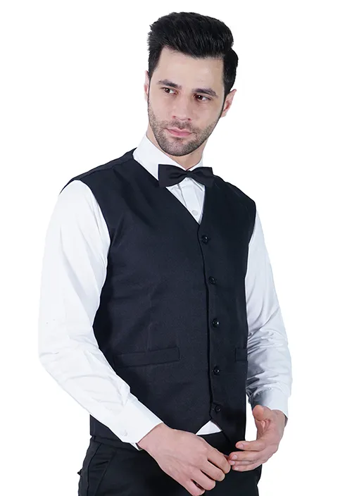 Vest Coat Black Plain