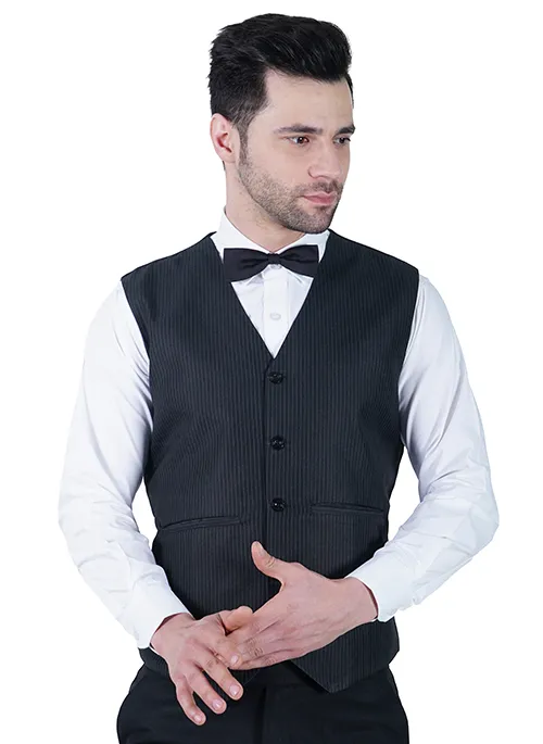 Vest Coat Black Pin Striped
