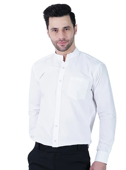 Shirt White Chinese Collar