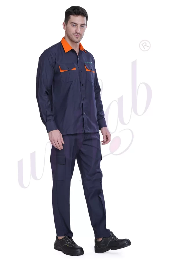 Shirt Worker Full Sleeve Navy Blue / Orange