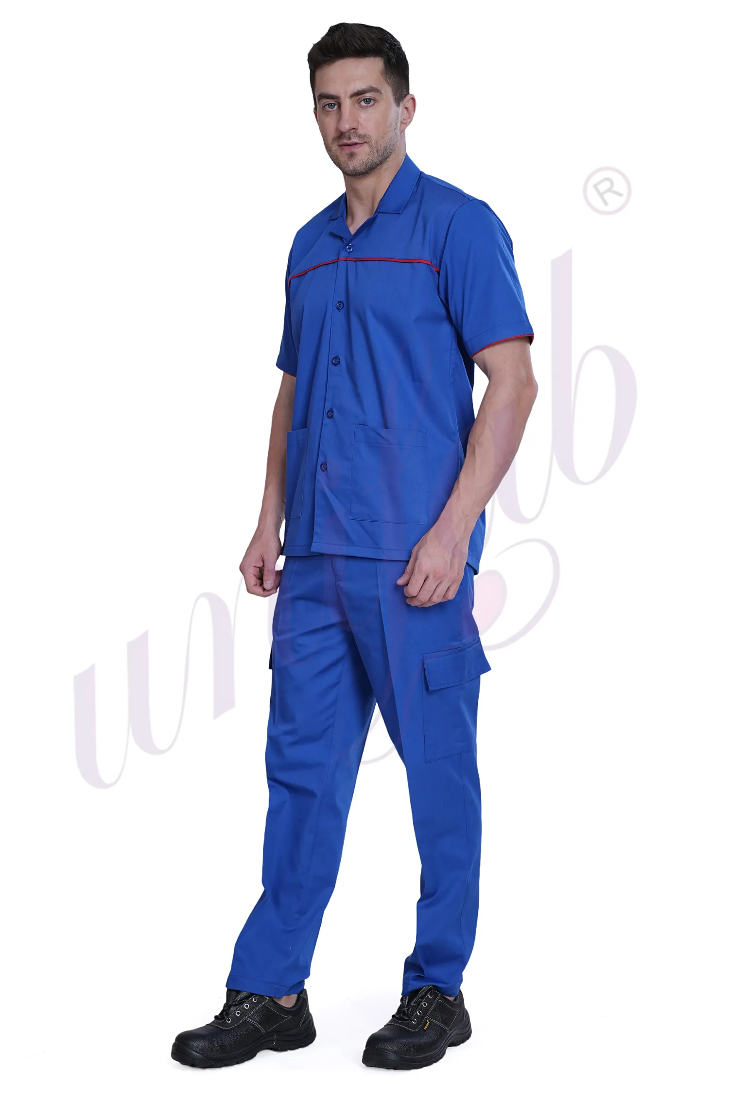 Shirt Worker Half Royal Blue / Red