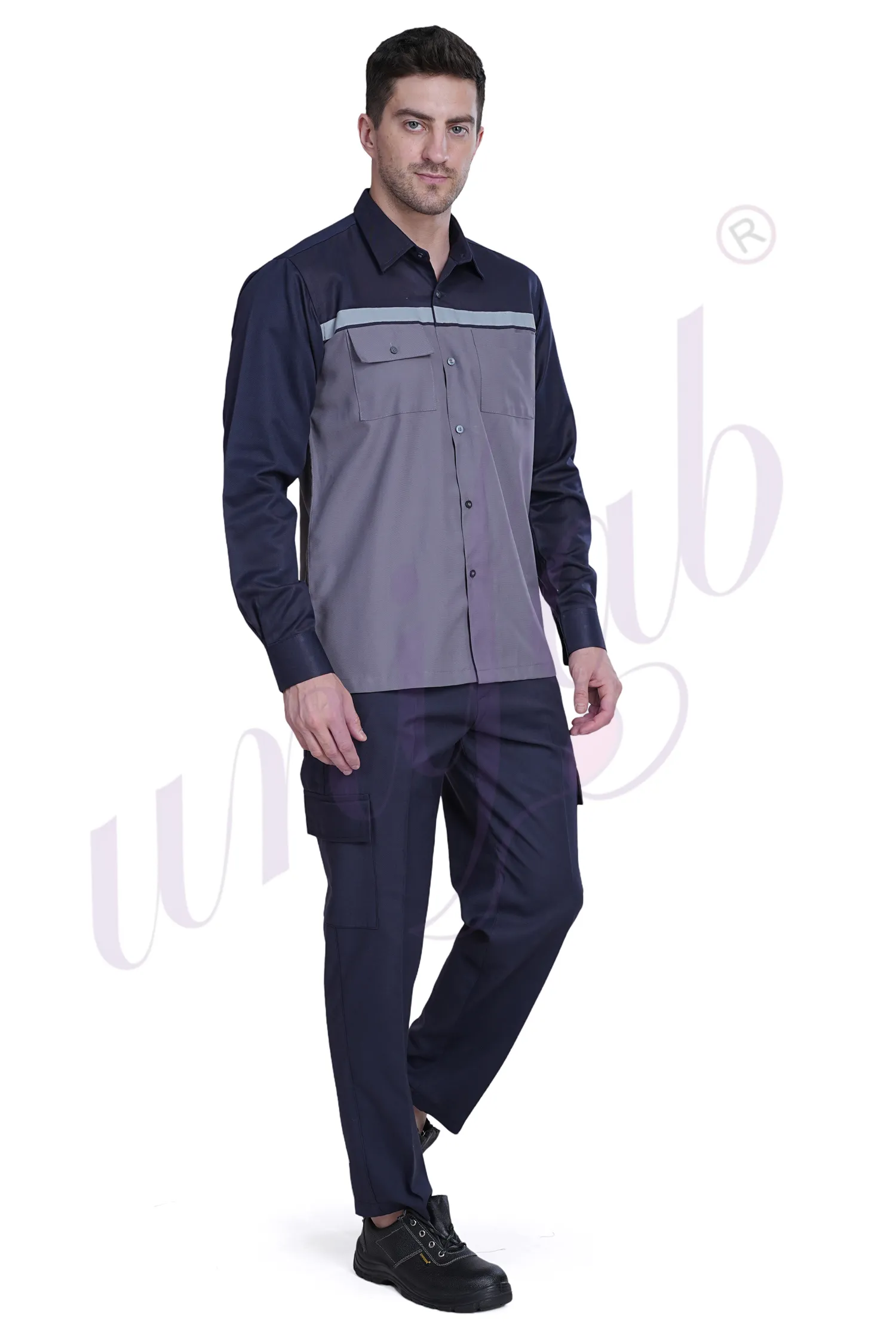 Shirt Worker Full Sleeve Grey / Navy