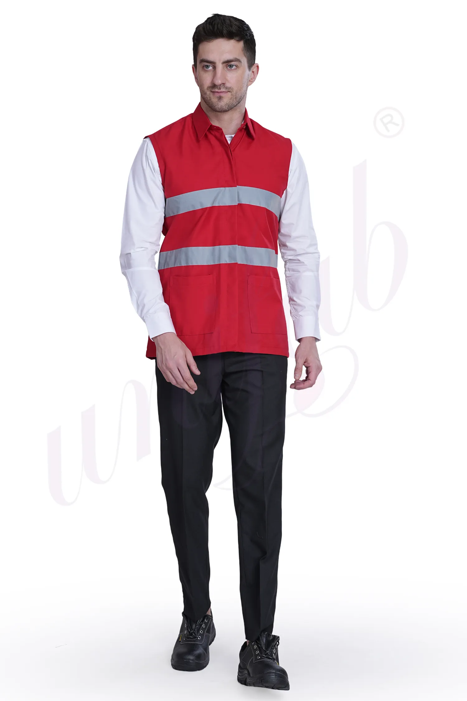 Red Sleeves Jacket With Reflectors