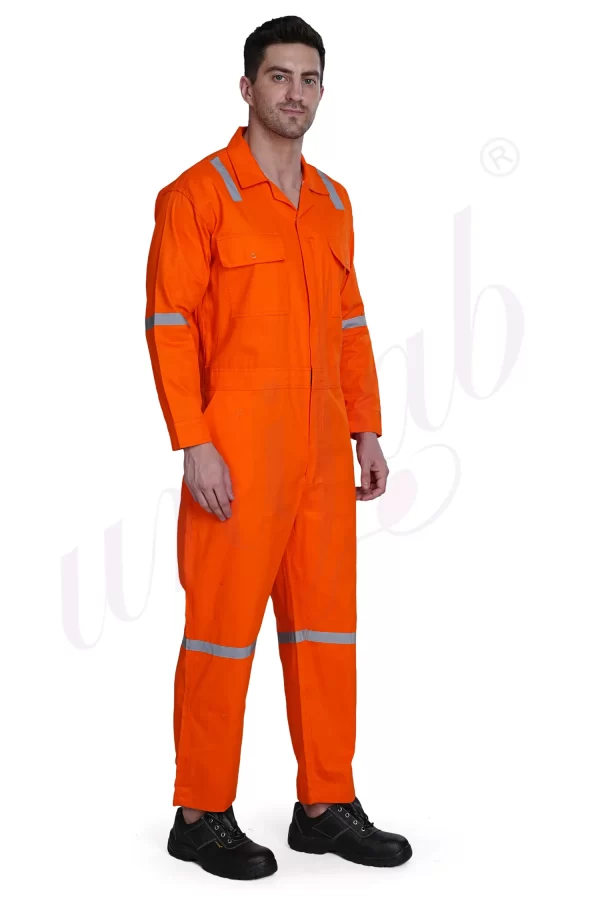 Boiler Suit Cotton Orange With Reflector