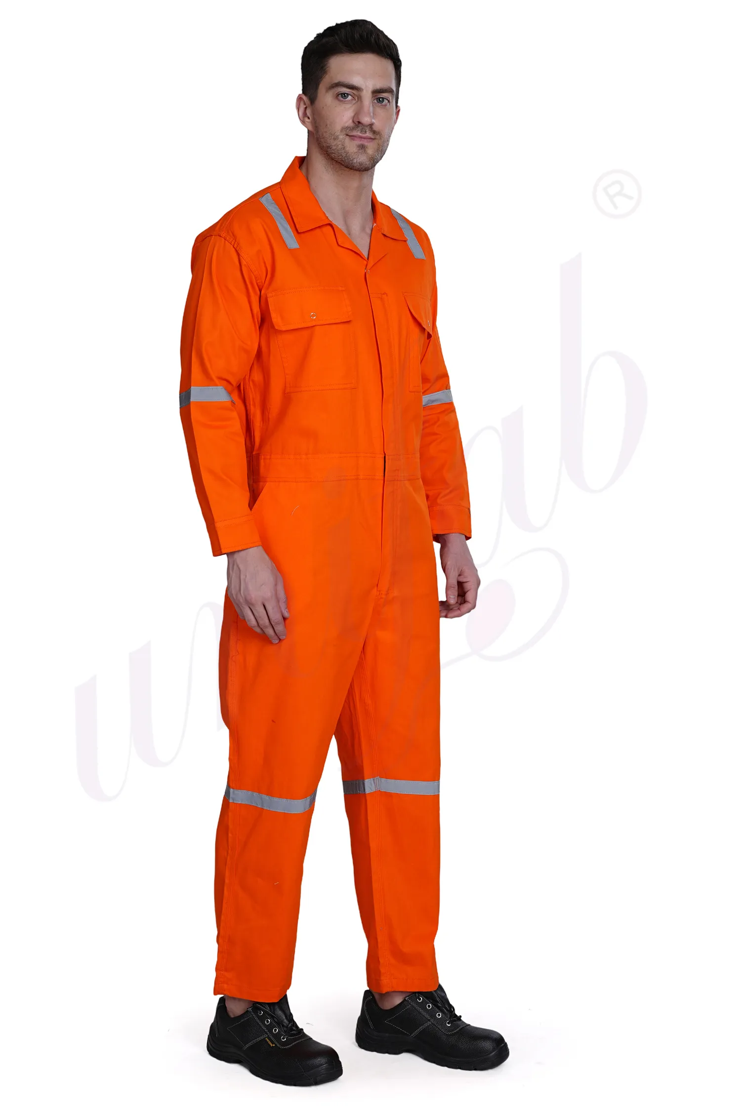 Boiler Suit Cotton Orange With Reflector