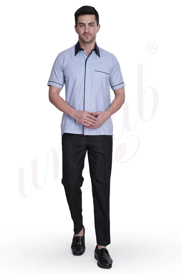 Housekeeping Grey and Navy Combination Shirt