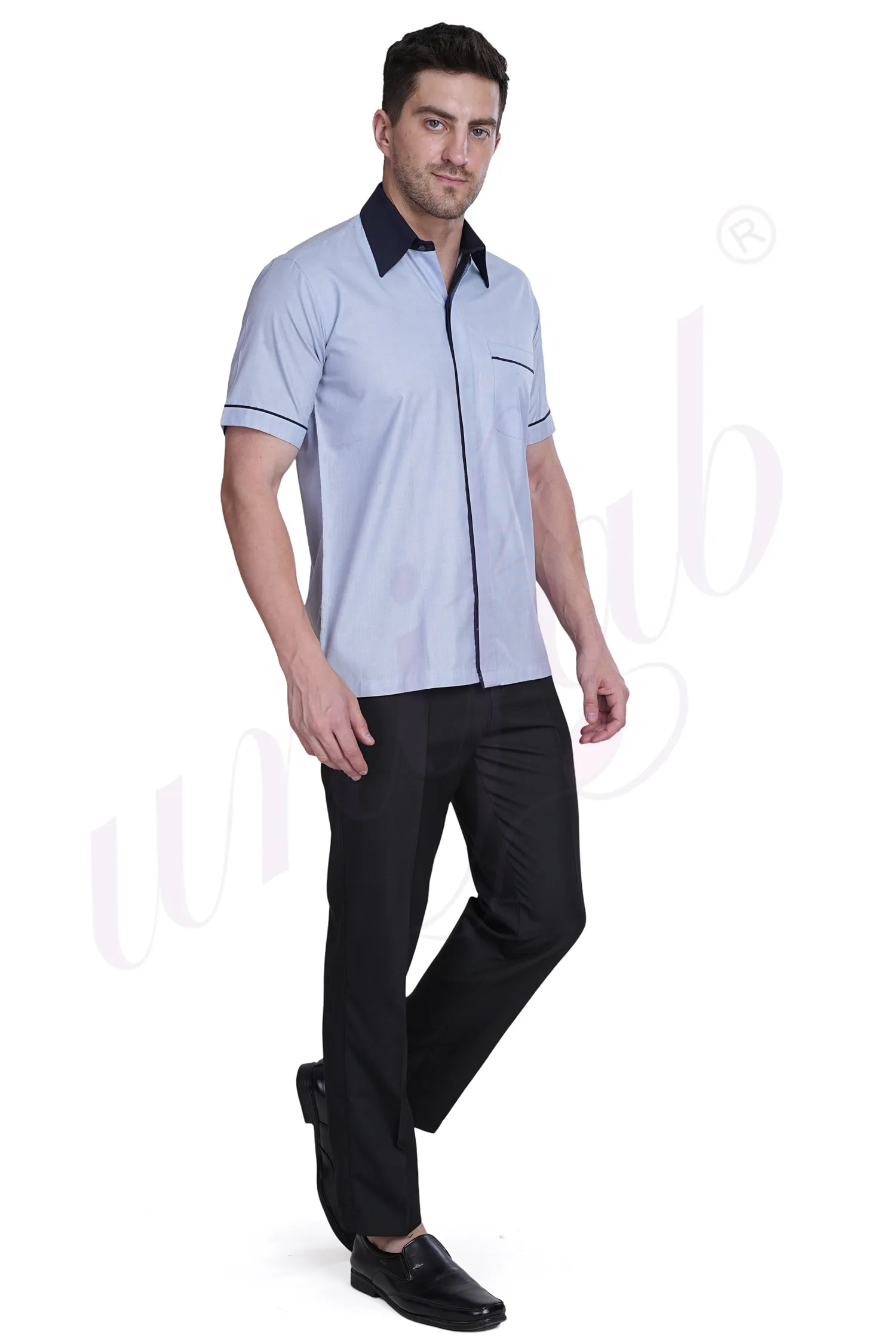 Housekeeping Grey and Navy Combination Shirt
