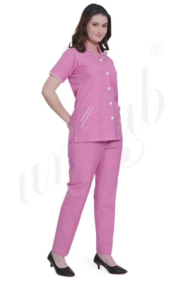 Nursing Uniform Set Pink with White Trim