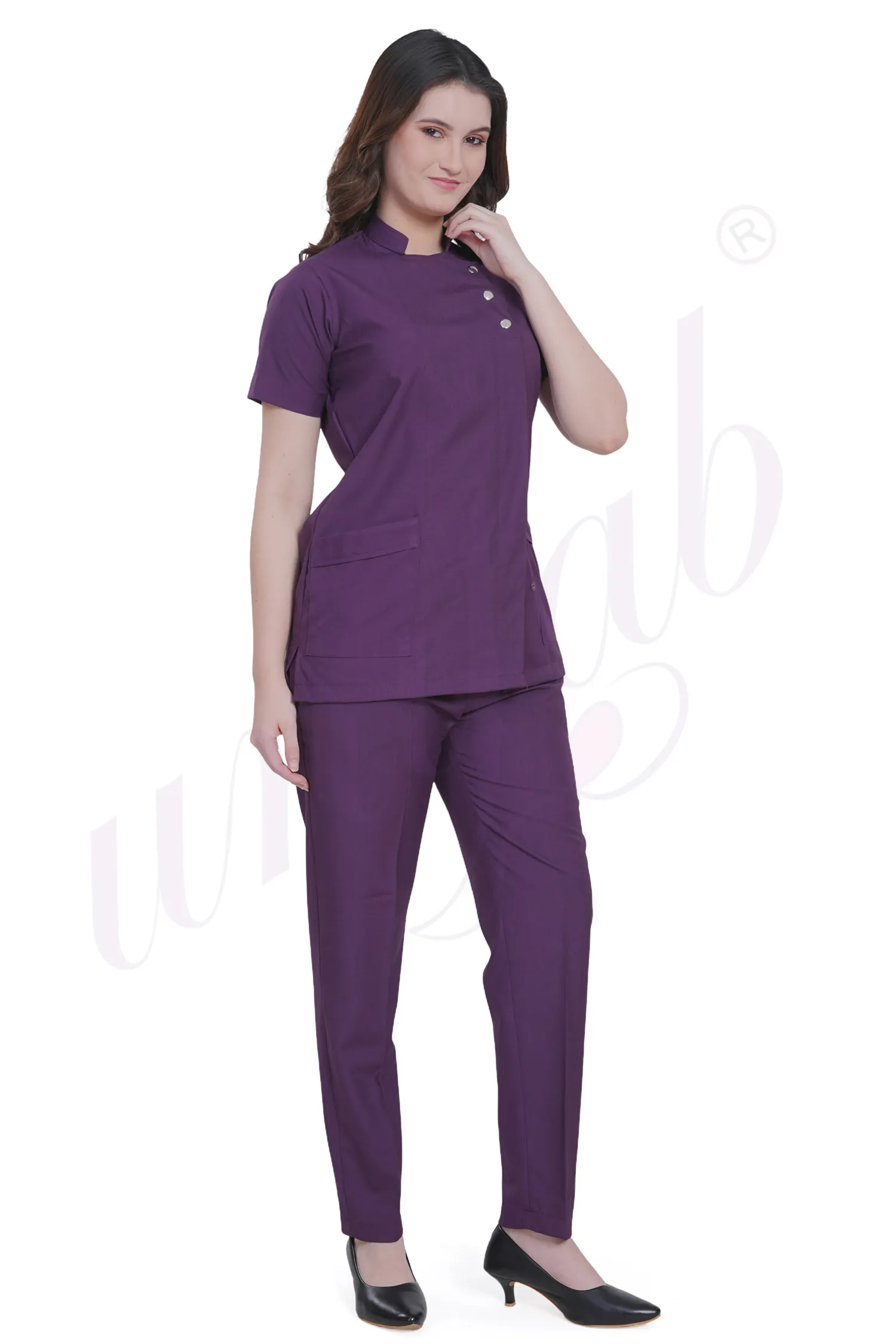 Nursing Uniform Set Purple with Snap Closure