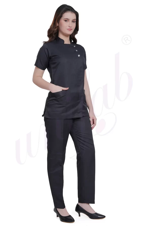 Nursing Uniform Set Black with Snap Closure