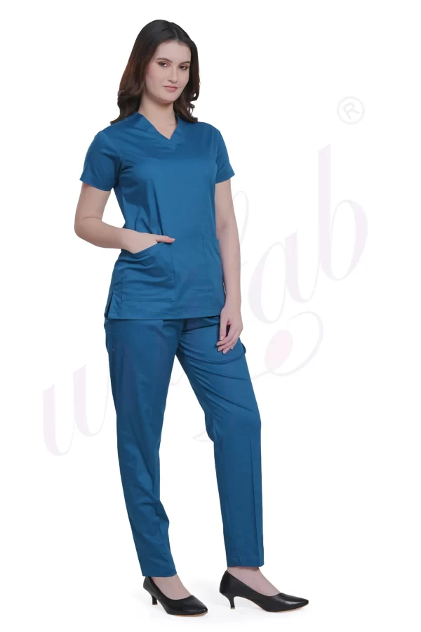 Medical Scrub Female Plain Caribbean Blue - Stretchable