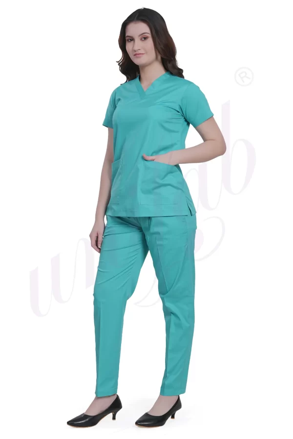 Medical Scrub Female Plain Caribbean Green - Stretchable