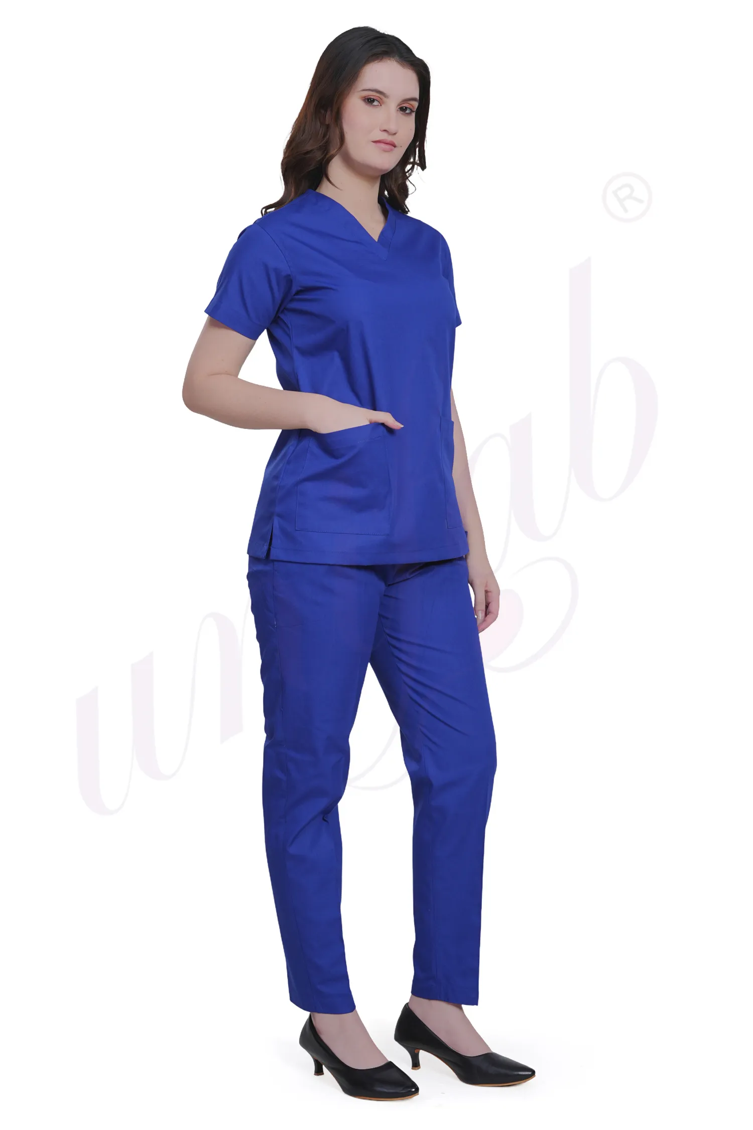 Medical Scrub Female Plain Royal Blue - Stretchable
