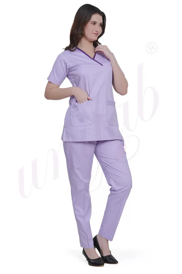 Medical Scrub Female Light Purple with Purple Trim