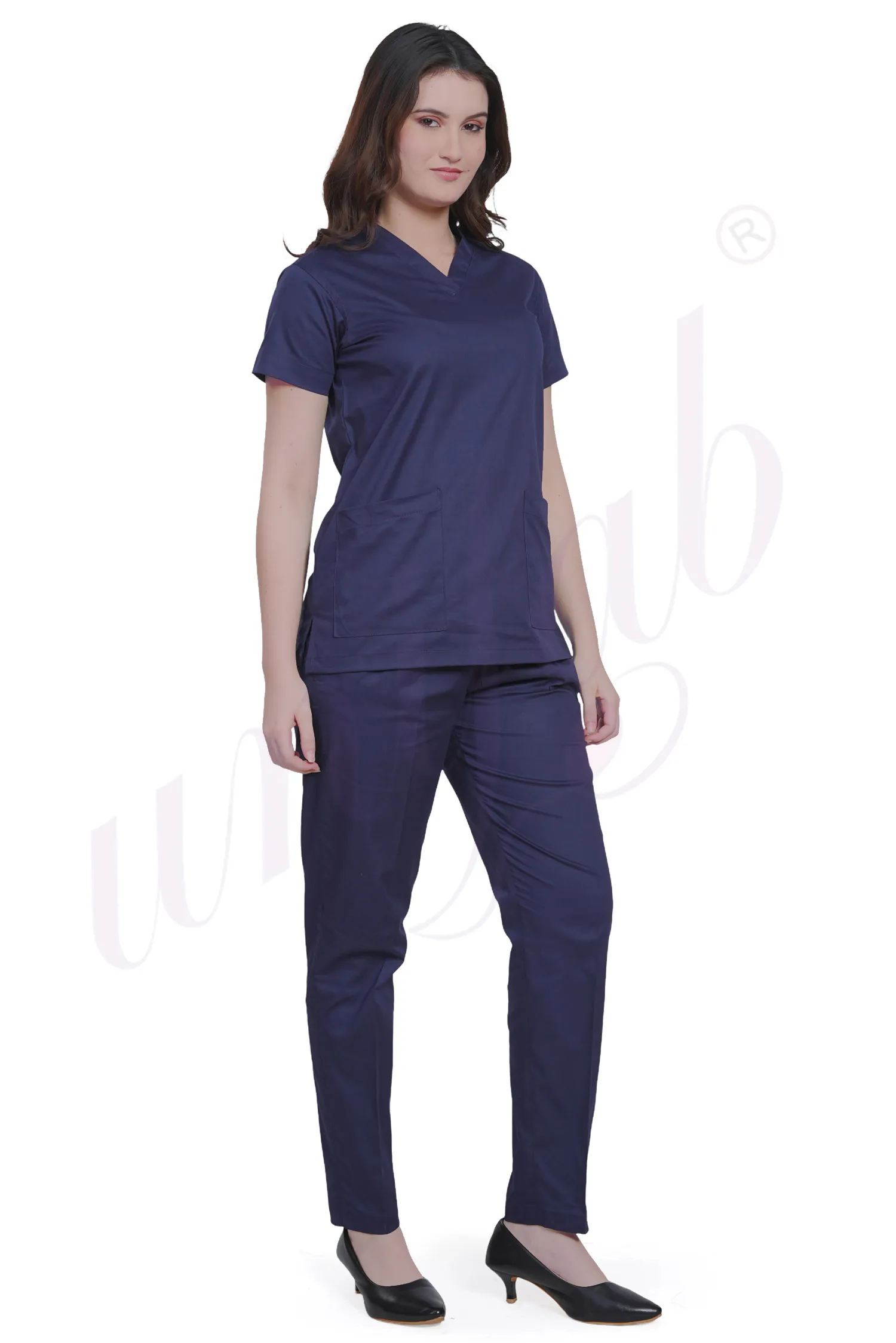 Medical Scrub Female Plain Navy Blue - Stretchable