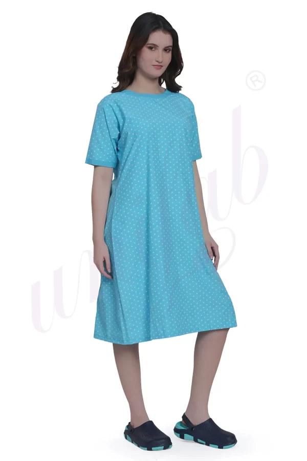 Patient Gown Unisex Blue Self Design all over
