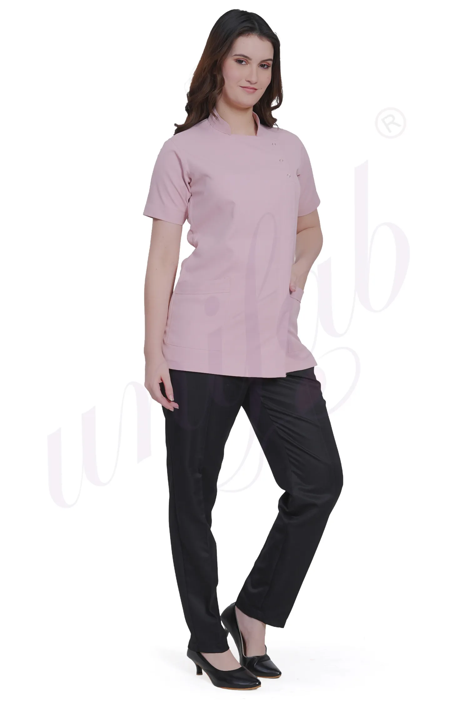 Nursing Uniform Set Pink with Snap Closure
