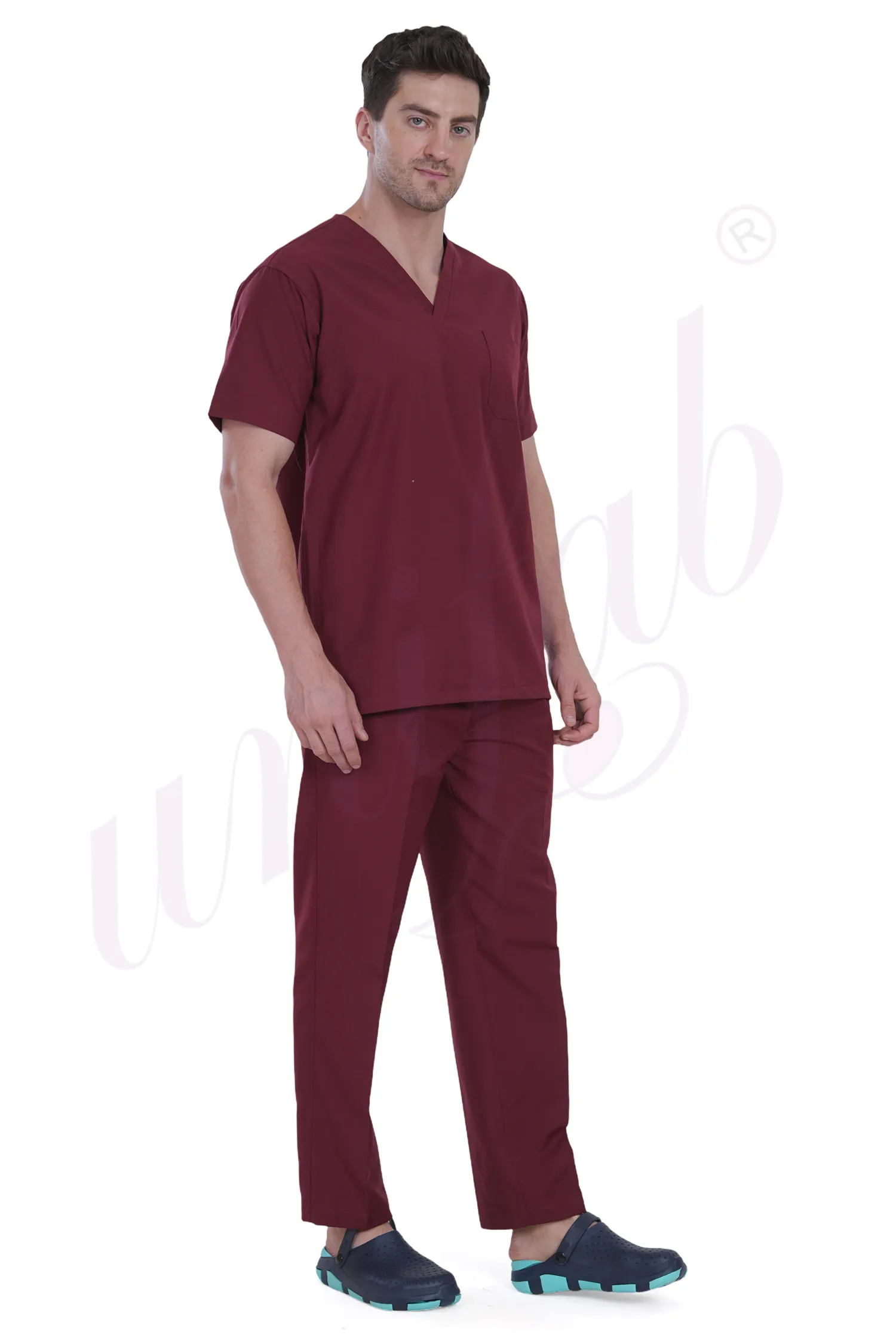 Medical Scrub Male Plain Maroon