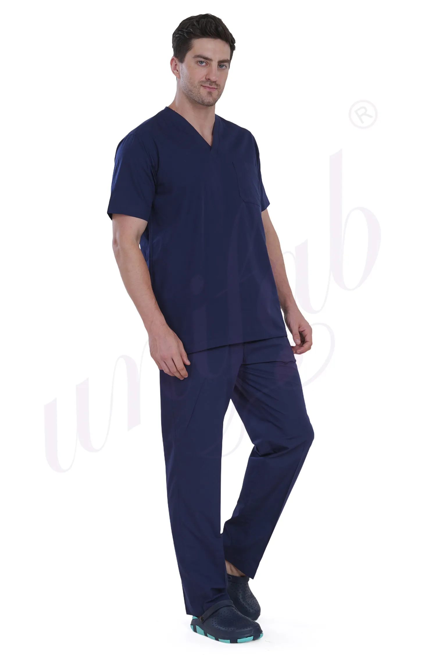 Medical Scrub Male Navy Blue - 2 Way Stretchable