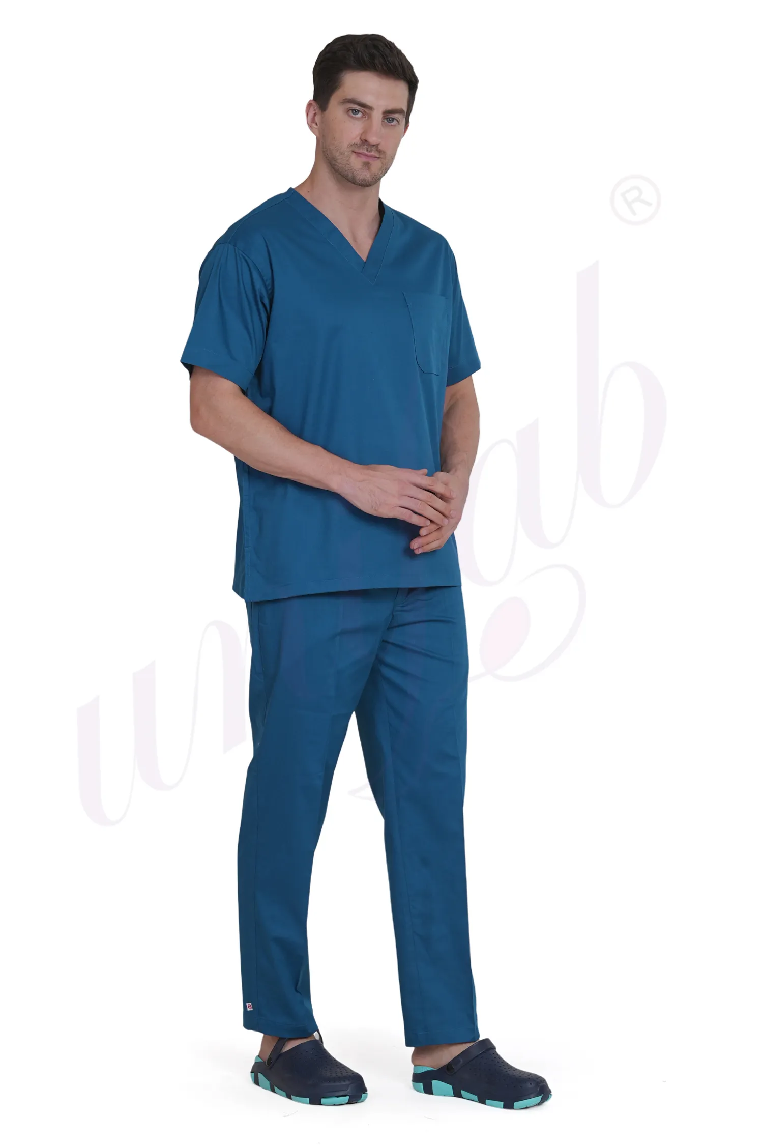 Medical Scrub Male Petrol Blue - 2 Way Stretchable