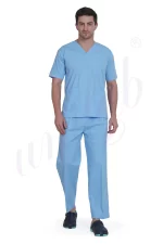Medical Scrub Male Sky Blue - 2 Way Stretchable