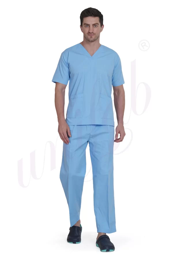 Medical Scrub Male Sky Blue - 2 Way Stretchable