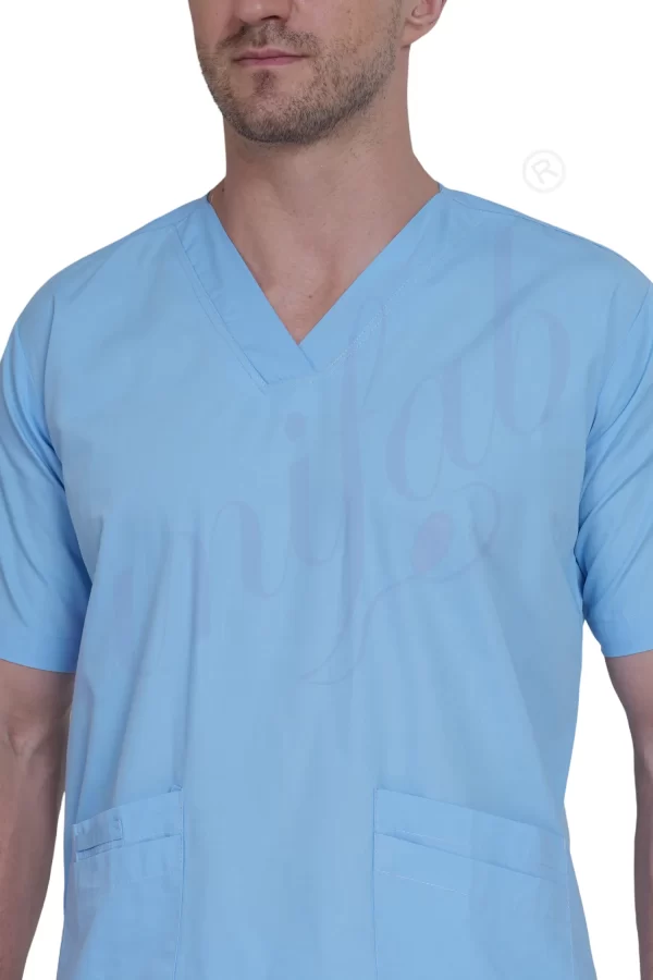 Medical Scrub Male Sky Blue - 2 Way Stretchable