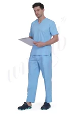 Medical Scrub Male Sky Blue - 2 Way Stretchable